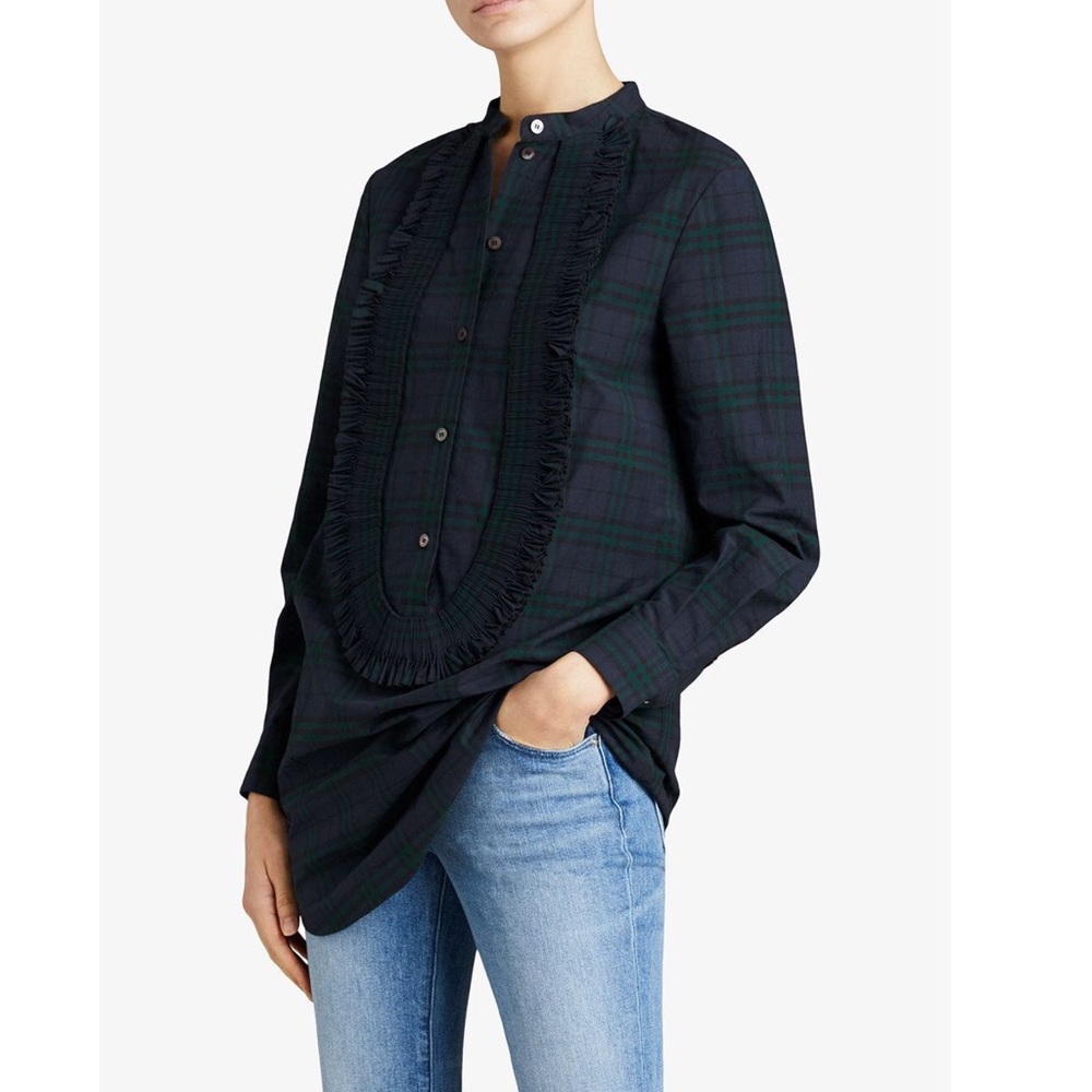 Burberry Ruffle Bib Detail Check Tunic